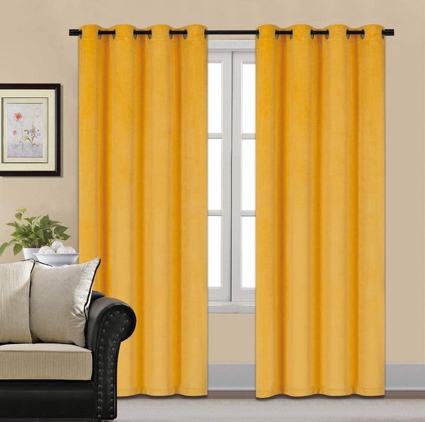 Premium Velvet Curtain for Bedrooms & Living Rooms - Yellow